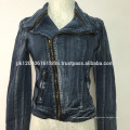 Veste élégante pour femme avec fermeture éclair sur le devant en jean style denim sur mesure